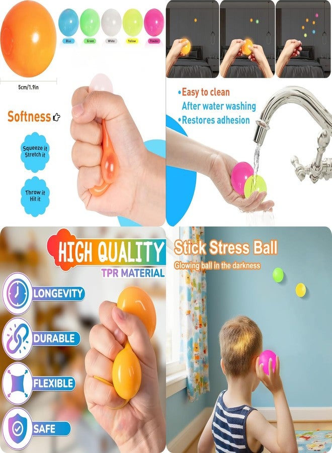BWOGUE 4pcs Glowing Sticky Balls, Sticky Ball for Ceiling, Glow Balls, Glow in The Dark Sticky Balls , Stick to The Ceiling, Stress Relief Toys, Stocking Stuffers for Teen Women Men Adults - Image 3